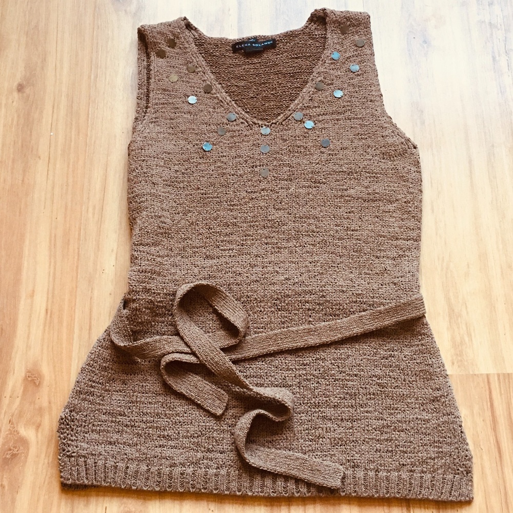 Elena Solano Sleeveless Sweater with Tie